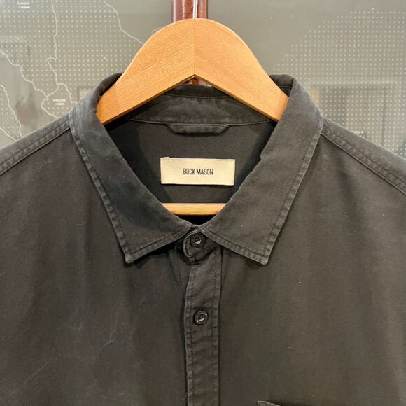 Buck Mason - SS Draped One Pocket Twill Shirt - Black - Picture 3 of 6